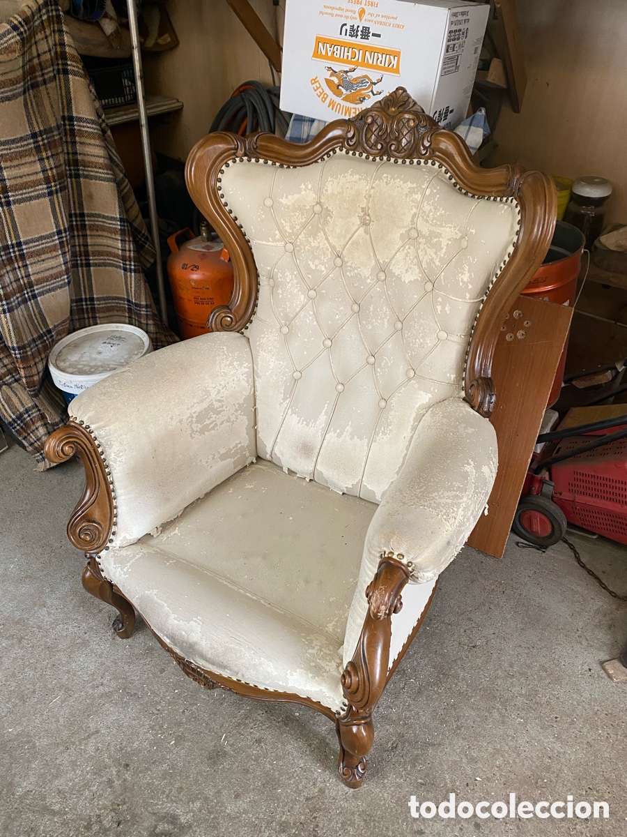 Antig&uuml;edades: Sill&oacute;n cl&aacute;sico, estilo Luis XV. - Foto 1