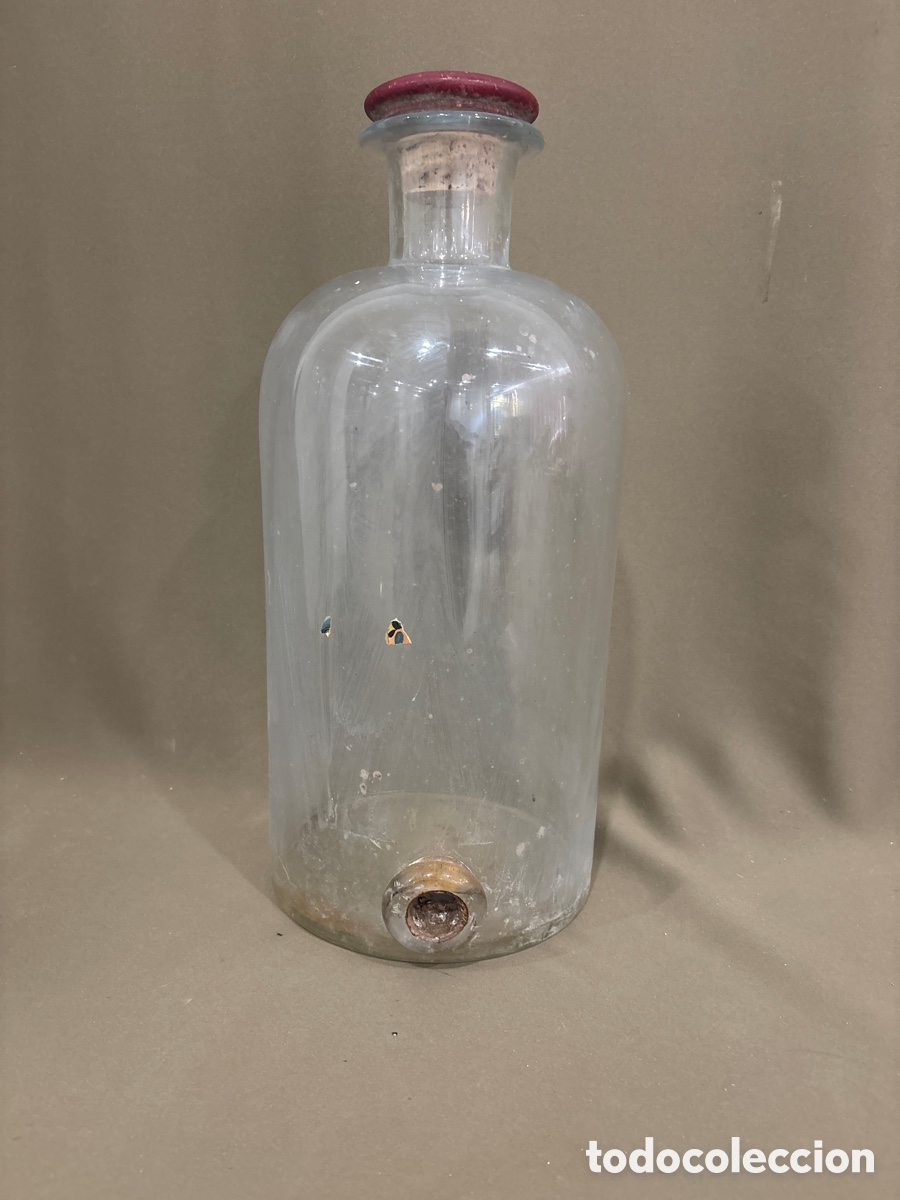 Antig&uuml;edades: Antiguo bote grande tarro botella de gran tama&ntilde;o cristal soplado a mano de perfumer&iacute;a a&ntilde;os 20-30