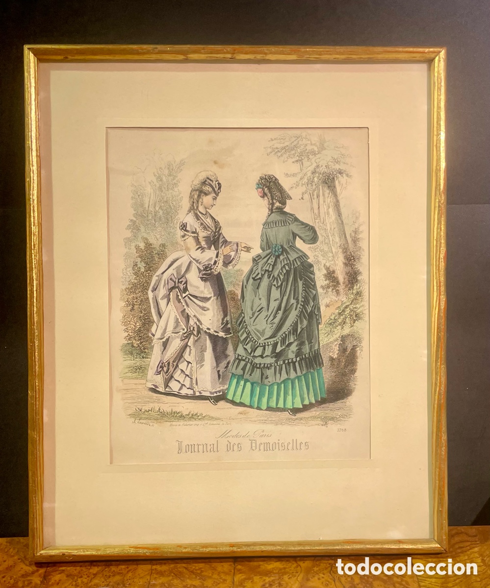Antig&uuml;edades: 4 L&aacute;minas de Modas de Paris Siglo XIX - Foto 2