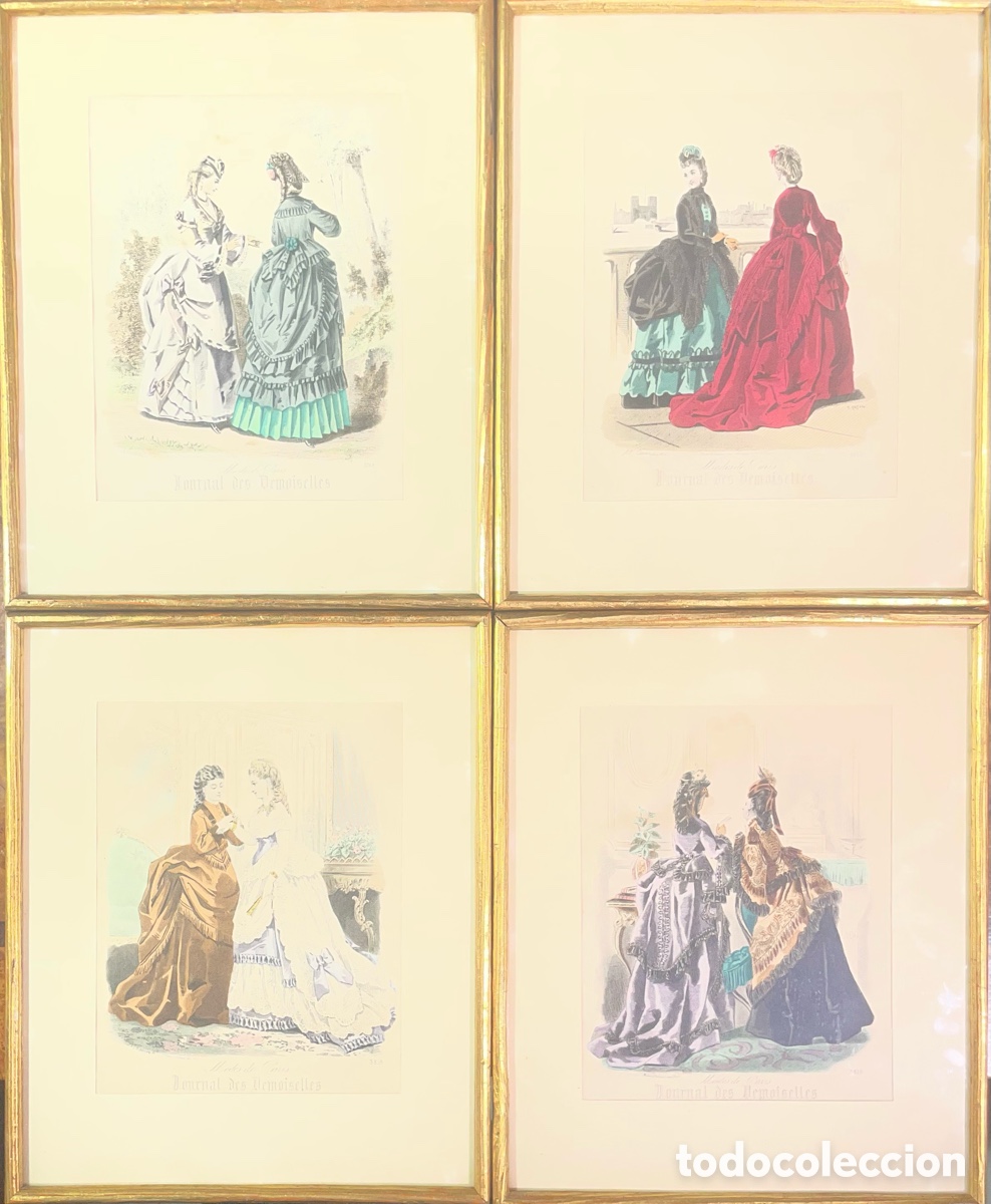 Antig&uuml;edades: 4 L&aacute;minas de Modas de Paris Siglo XIX - Foto 1