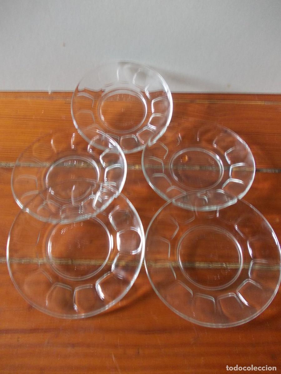 Antiquit&auml;ten: 5 Platos de cristal Portugal Crisarex a&ntilde;os 80&ndash;90 vajilla transparente cristaler&iacute;a vintage postre