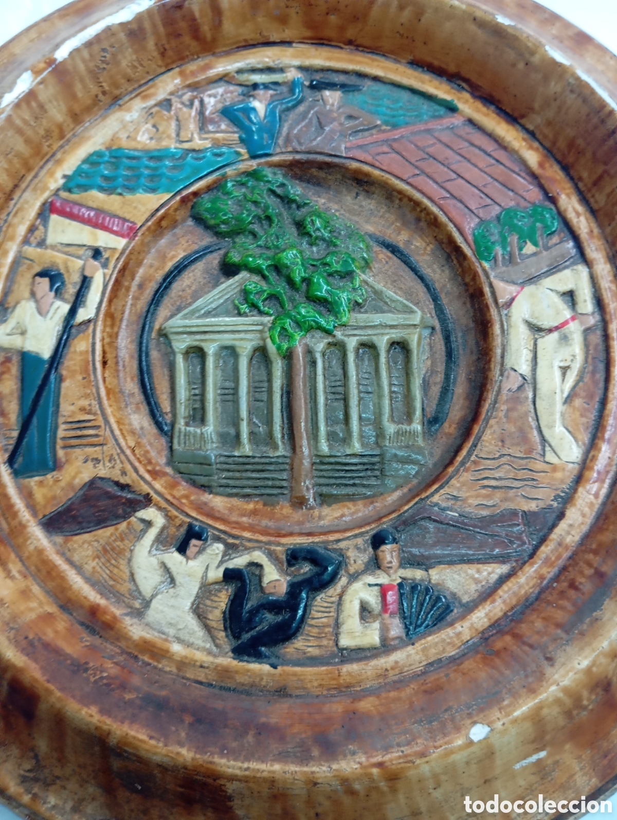 Antiguidades: ANTIGUO CUADRO ARTESANAL GERNIKAKO ARBOLA POLICROMADO EN RELIEVE PNV PAIS VASCO NACIONALISMO