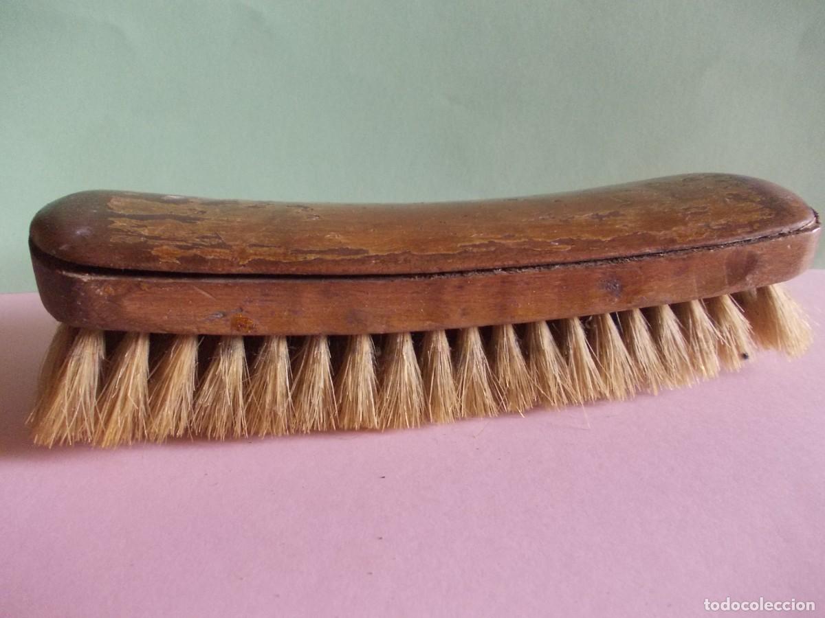 Antig&uuml;edades: Cepillo antiguo madera cerdas naturales limpieza vintage hogar r&uacute;stico colecci&oacute;n decoraci&oacute;n