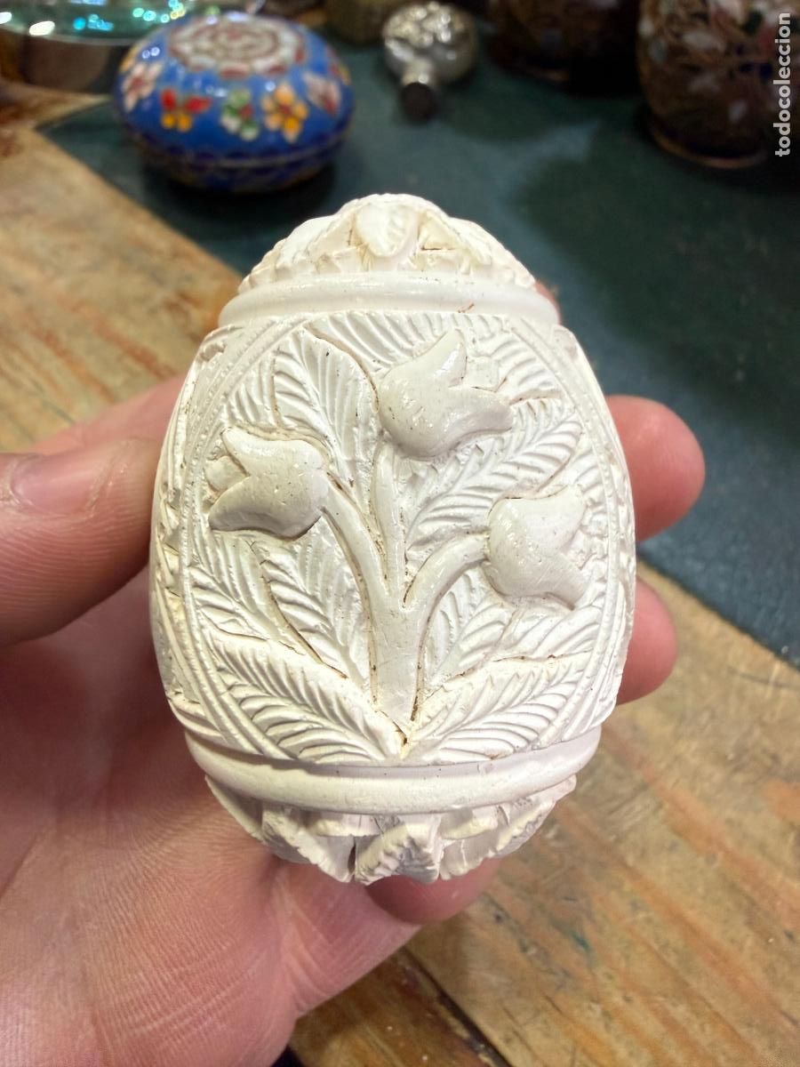 Antig&uuml;edades: HUEVO TALLADO EN ESPUMA DE MAR - MEDIDA 6,5 CM