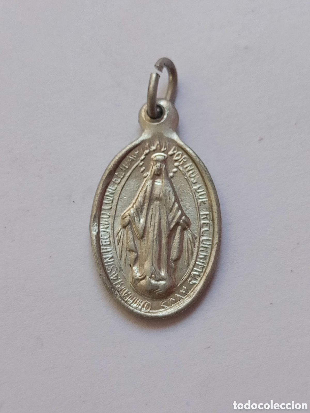 Oggetti Antichi: Medalla religiosa aluminio Virgen Mar&iacute;a