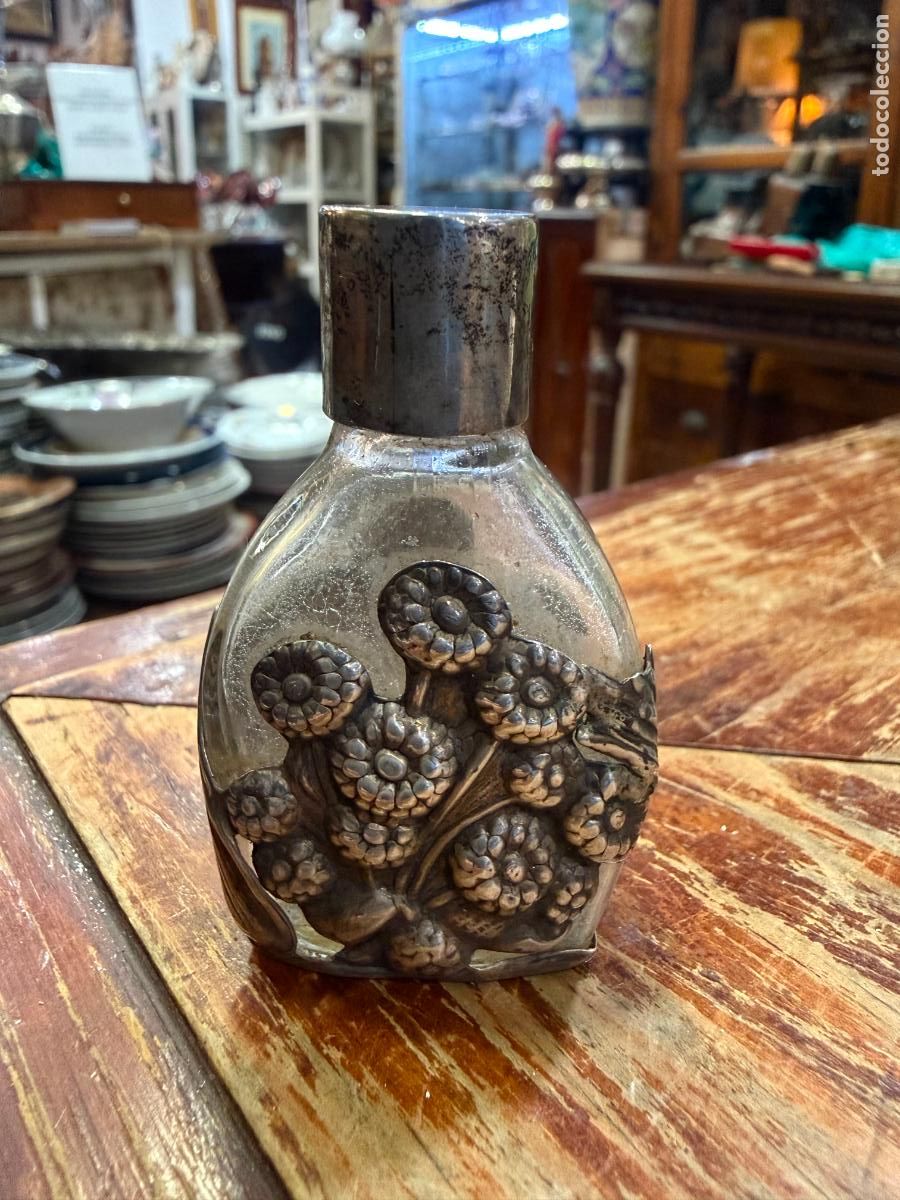 Antig&uuml;edades: ANTIGUO PERFUMERO DE PLATA CONTRASTADA Y CRISTAL - MEDIDA 6 CM