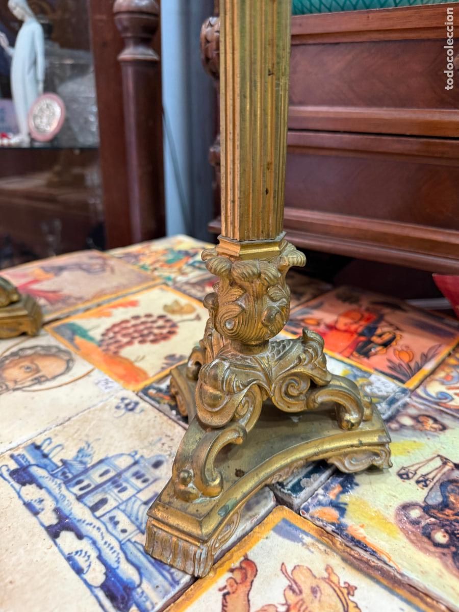 Antig&uuml;edades: ANTIGUA PAREJA DE CANDELABROS DE BRONCE - MEDIDA 50 CM - Foto 9