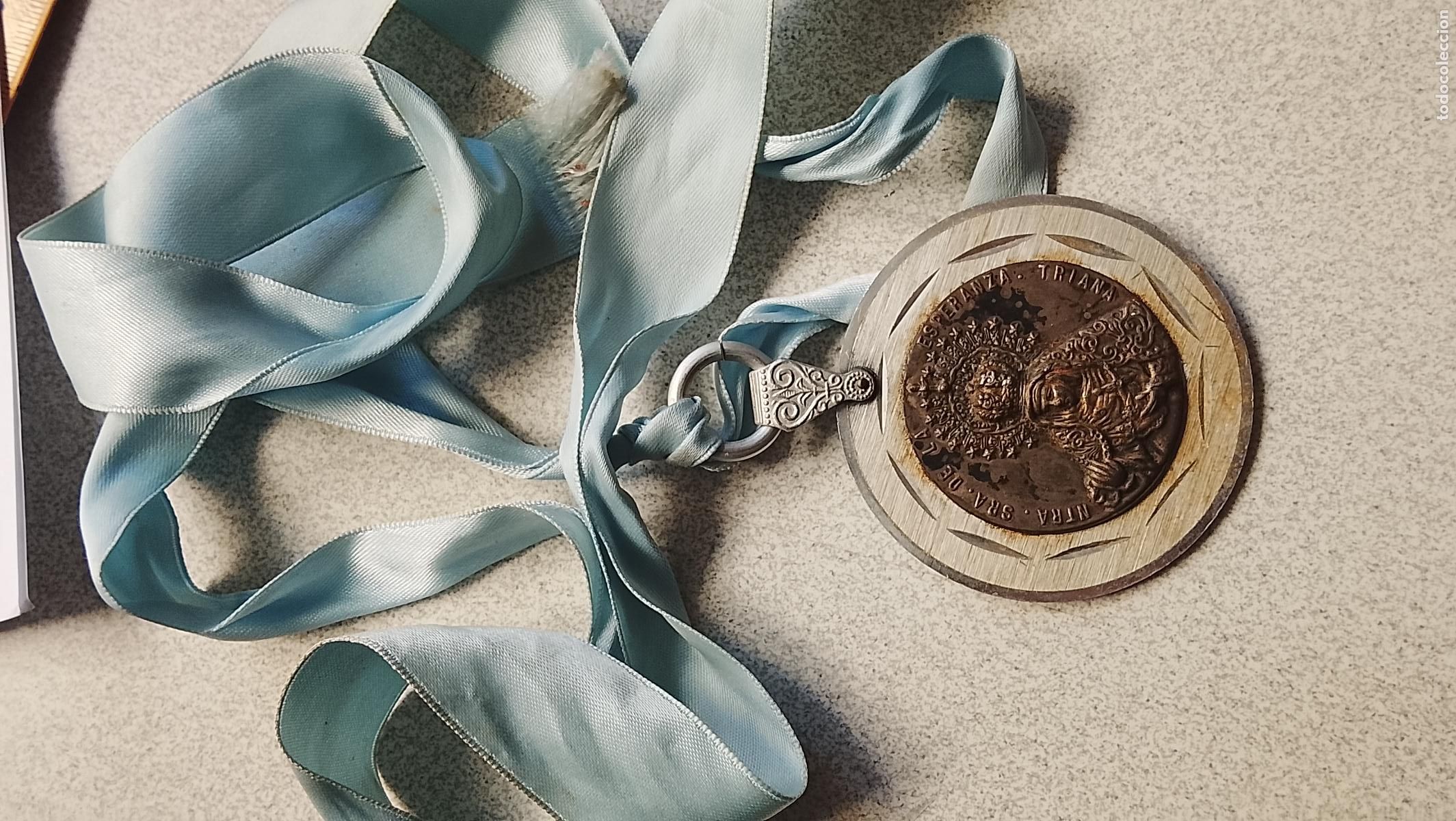 Antiquit&eacute;s: ANTIGUA MEDALLA MEDALLON DE CUNA PROTECCION DE CUNA PARA NI&Ntilde;OS VIRGEN DE LA ESPERANZA DE TRIANA