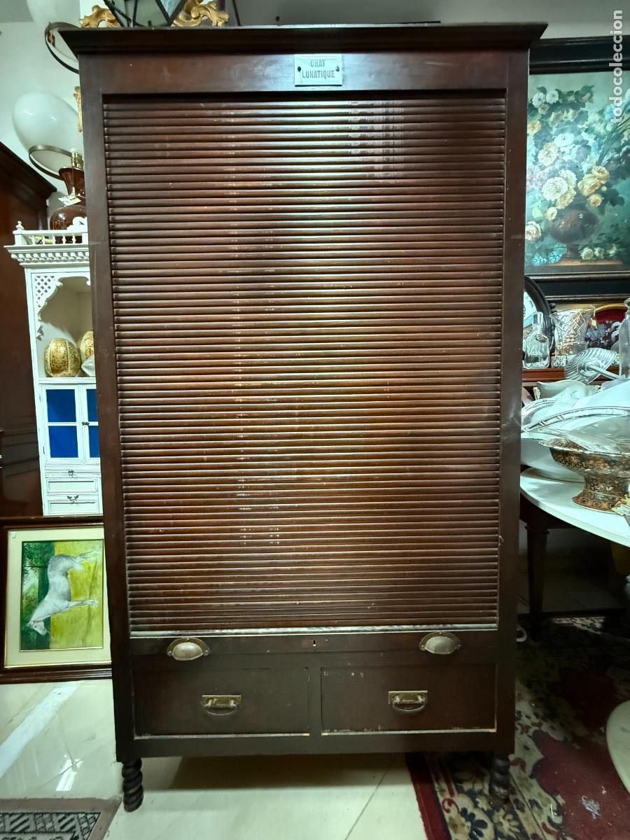 Antig&uuml;edades: ANTIGUO MUEBLE DE PERSIANA PARA OFICINA - MEDIDA 175X100X45 CM - VINTAGE