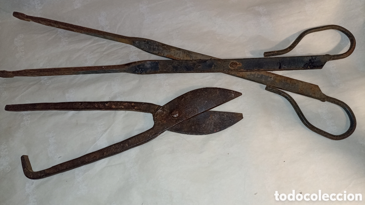 Antiguidades: Un lote de herramientas antiguas hierro forjado