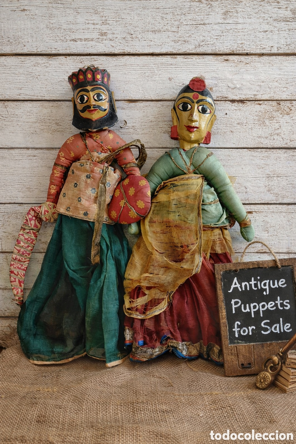 Antig&uuml;edades: Marionetas Kathputli antiguas India 45 cm