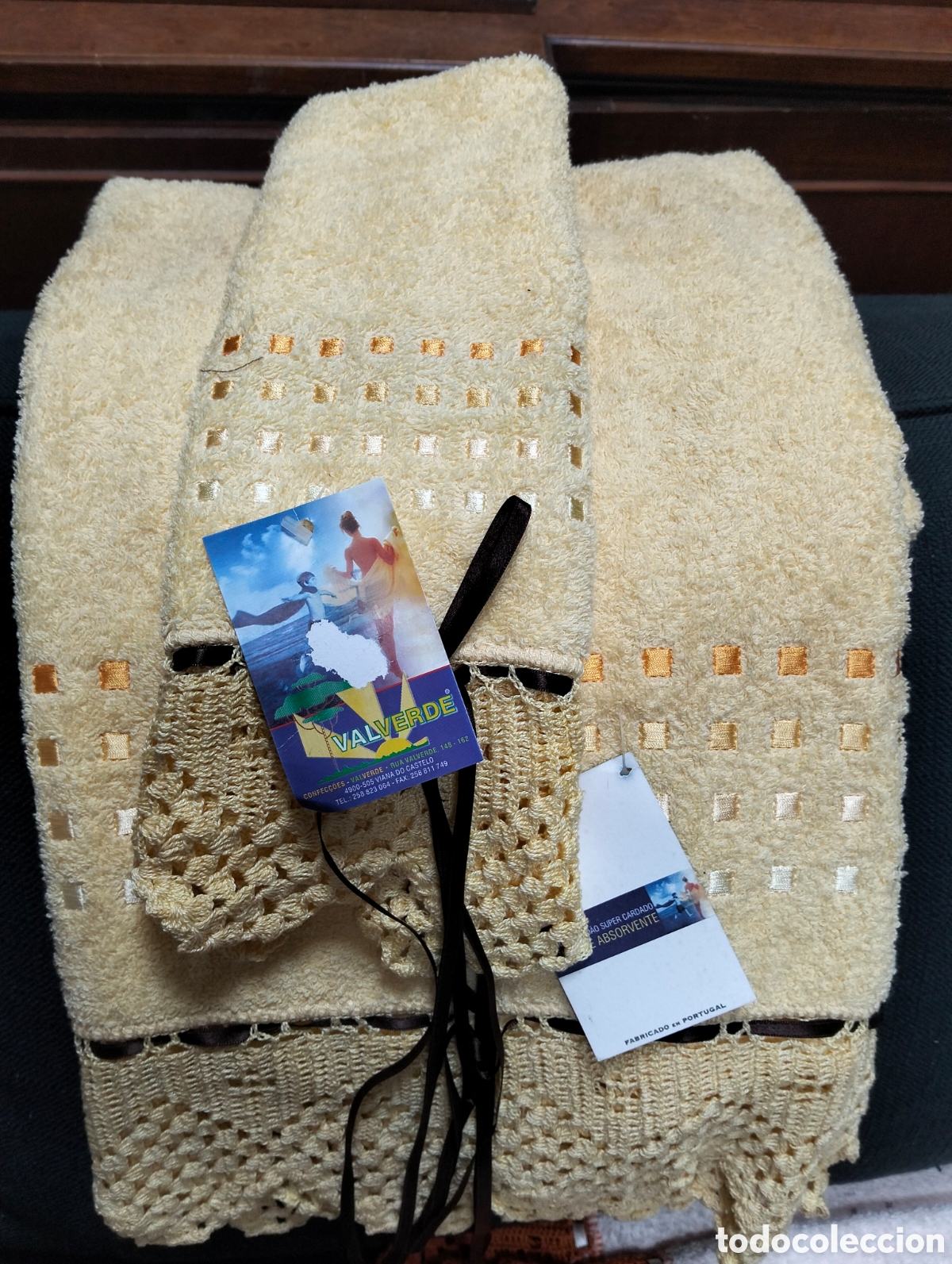 Antig&uuml;edades: Toalla ba&ntilde;o y ganchillo hecho a mano