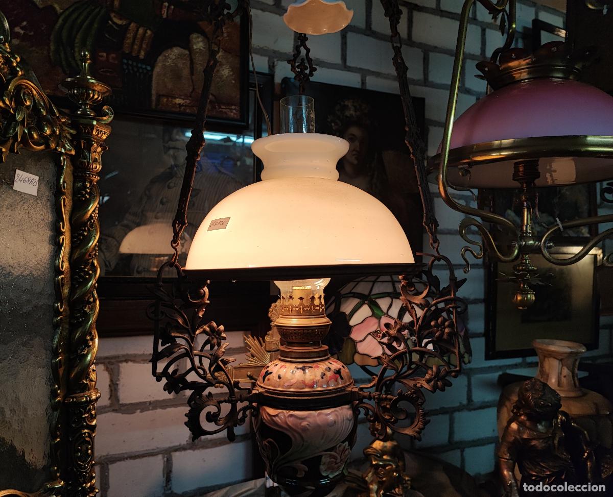Antig&uuml;edades: LAMPARA DE TECHO QUINQUE MODERNISTA - Foto 12