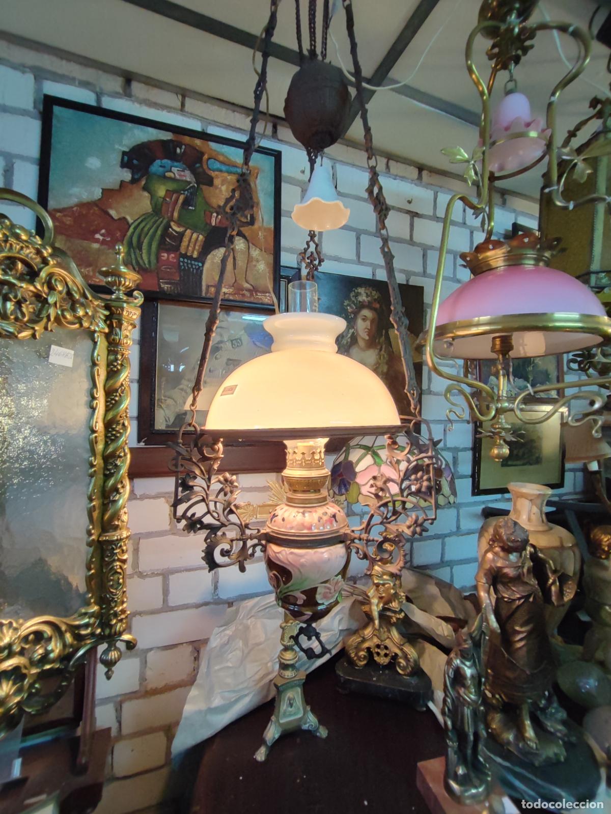 Antig&uuml;edades: LAMPARA DE TECHO QUINQUE MODERNISTA - Foto 13