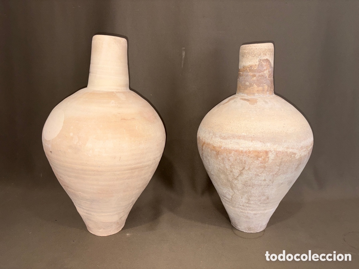 Antig&uuml;edades: Antigua pareja de c&aacute;ntaros de agua siglo XIX,40 cm de altura*ver fotos*