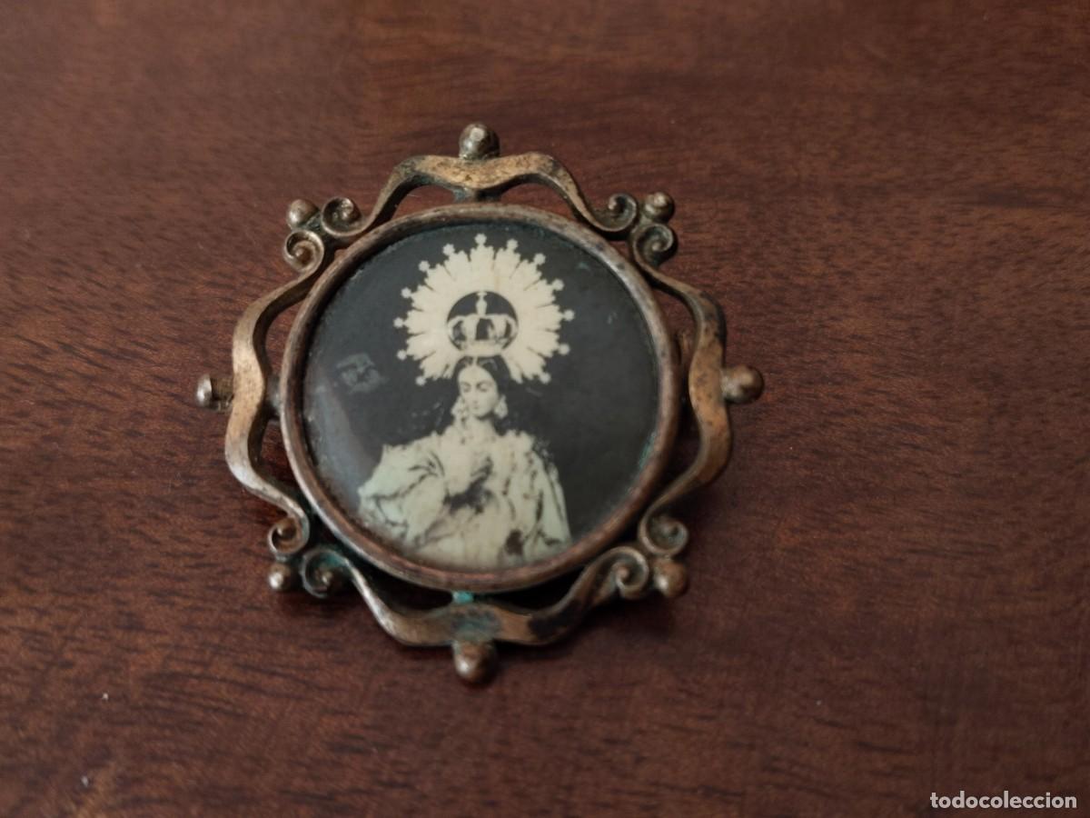 Antiques: Antiguo broche de Virgen. Ver.