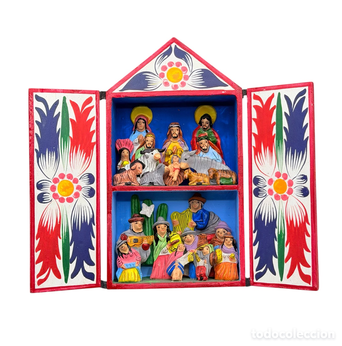 Antiquit&eacute;s: Antiguo Bel&eacute;n de Figuras de Barro Artesanal