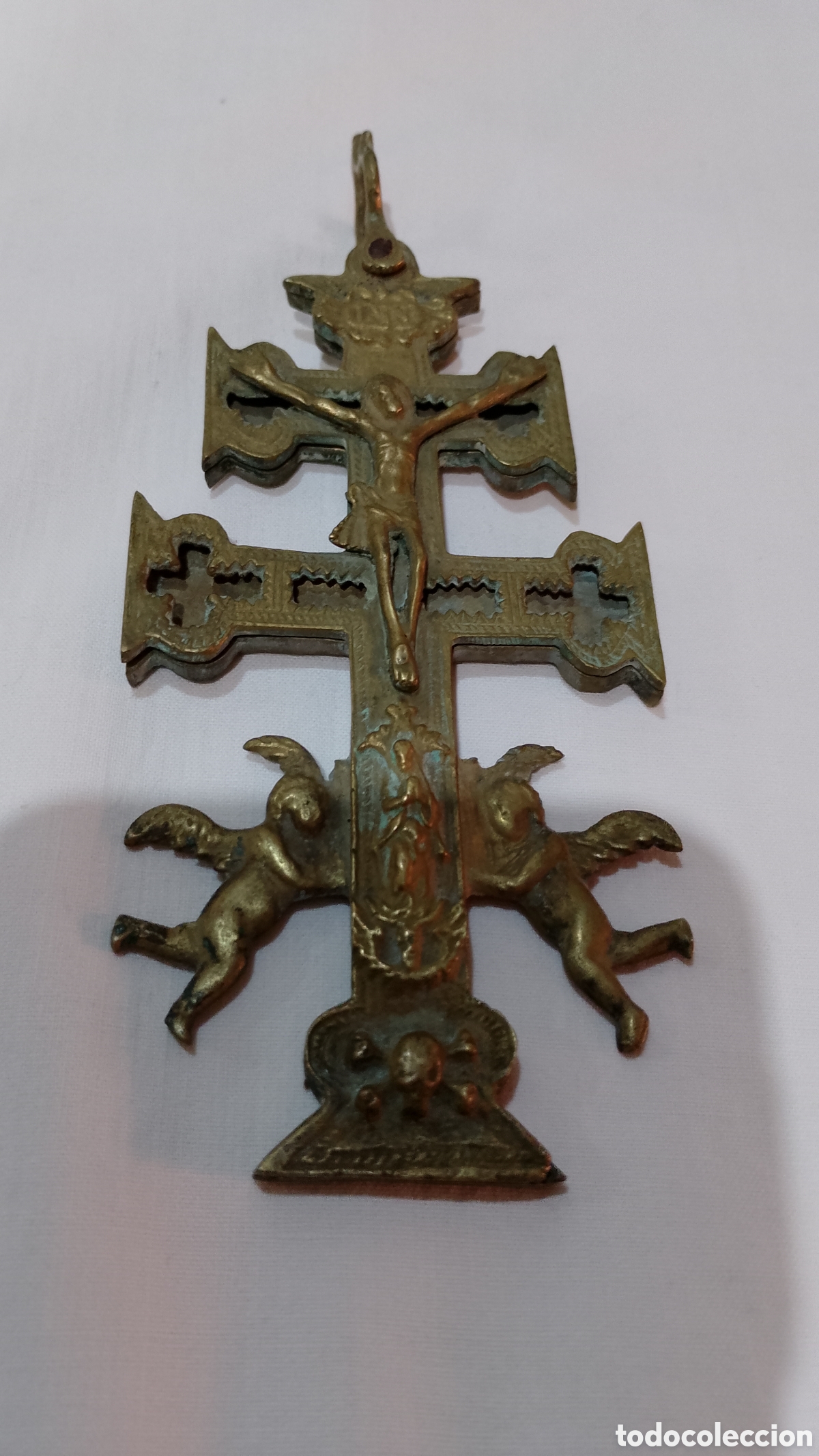 Antig&uuml;edades: Muy antigua cruz de Caravaca de bronce