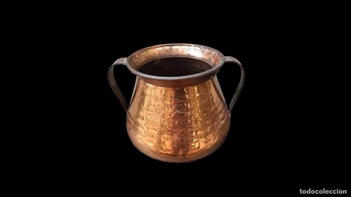 Antiquit&auml;ten: Olla Antigua de Cobre Martillado a Mano con Asas