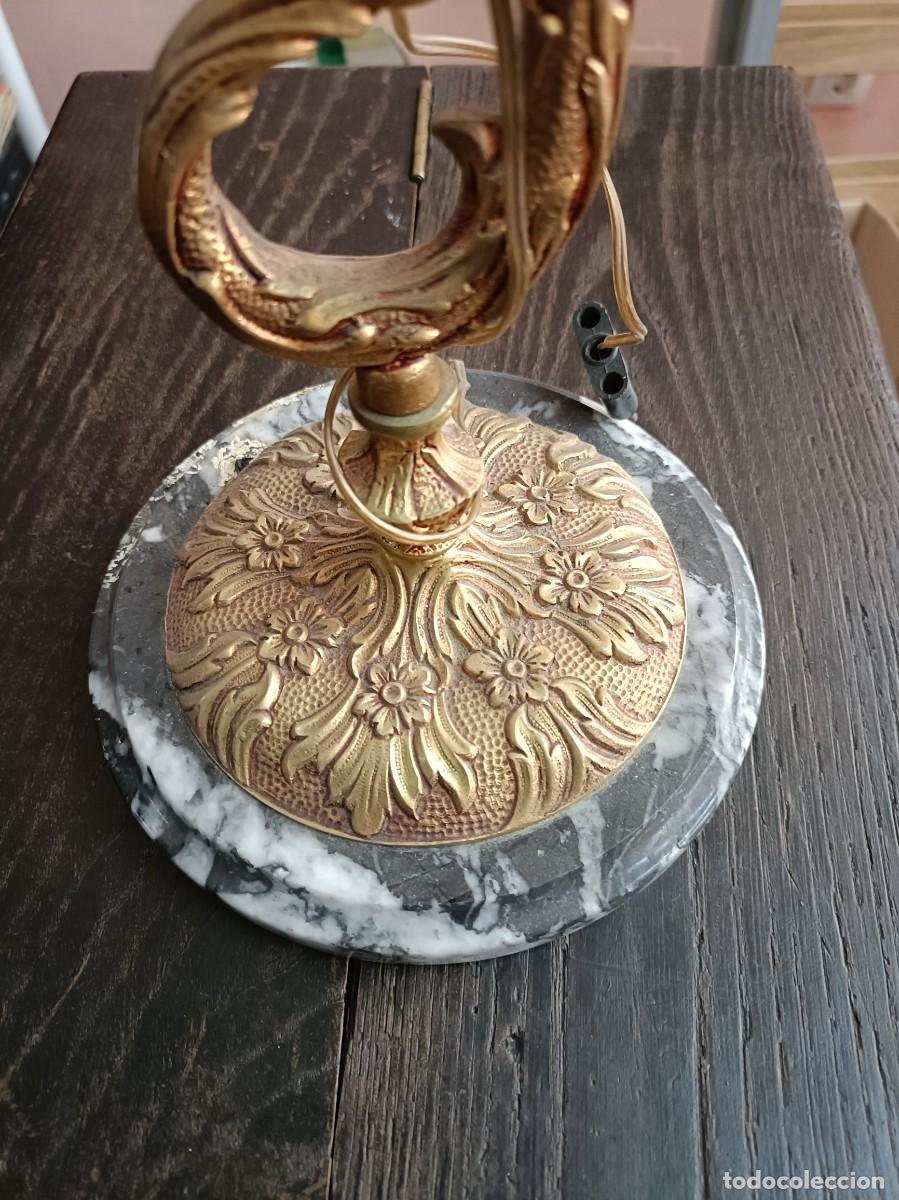 Antig&uuml;edades: LAMPARAS DE METAL BASE DE MARMOL 43 cm - Foto 2