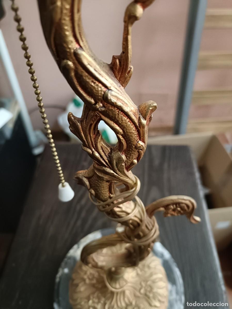Antig&uuml;edades: LAMPARAS DE METAL BASE DE MARMOL 43 cm - Foto 3