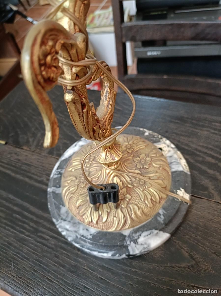 Antig&uuml;edades: LAMPARAS DE METAL BASE DE MARMOL 43 cm - Foto 5
