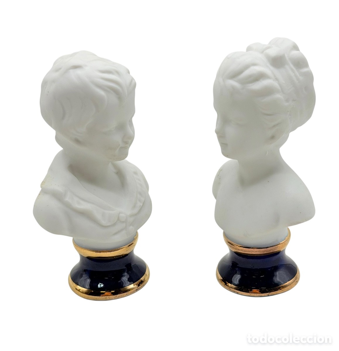 Antiguidades: Pareja de Bustos Cl&aacute;sicos de Cer&aacute;mica Limoges