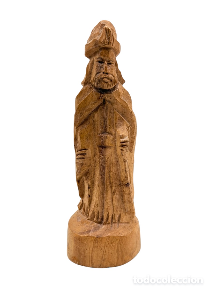 Antiguidades: Figura de Rey Tallado en Madera