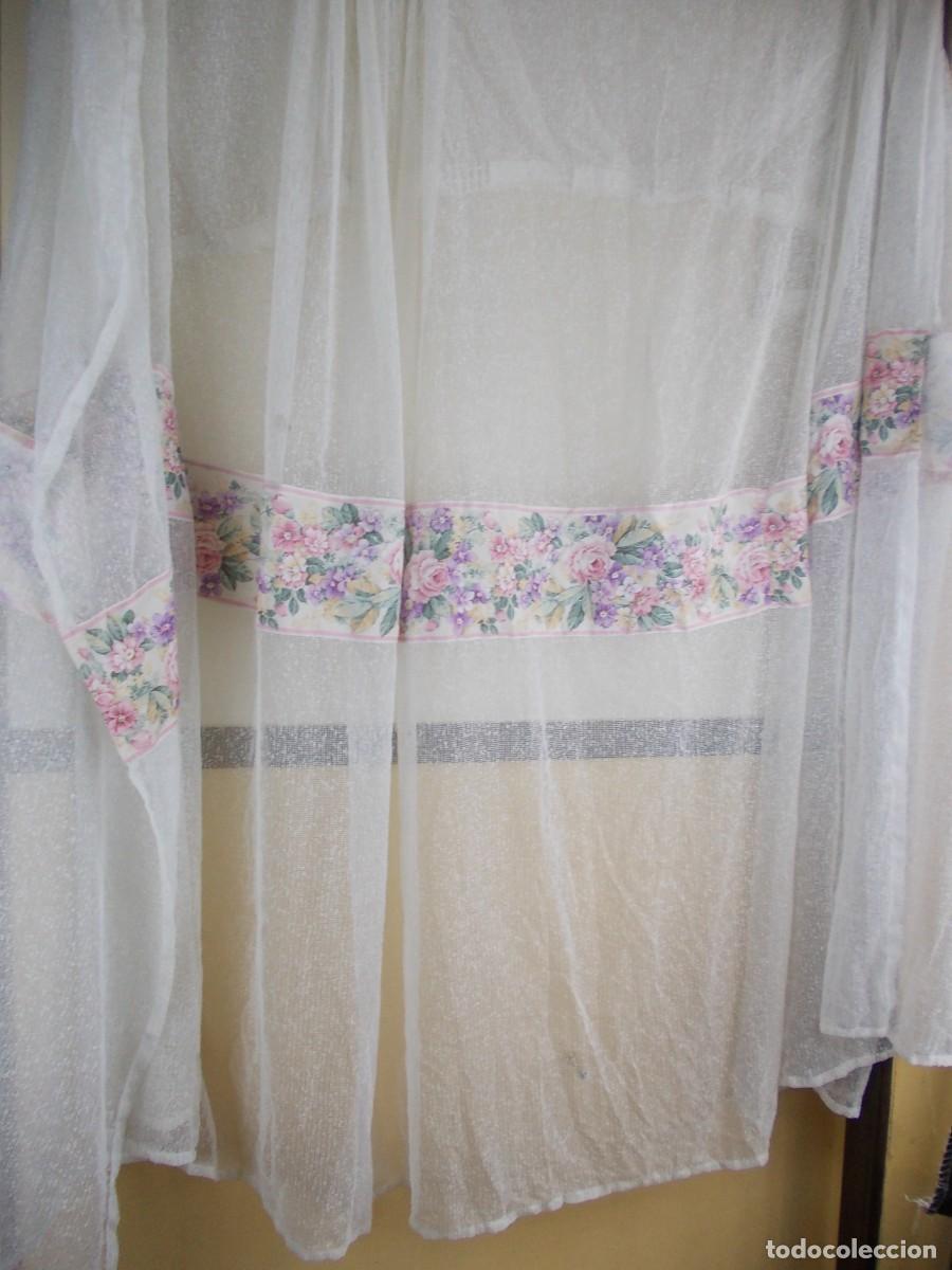 Antiques: Cortina blanca transl&uacute;cida con cenefa floral cortina decorativa estilo rom&aacute;ntico textil hogar