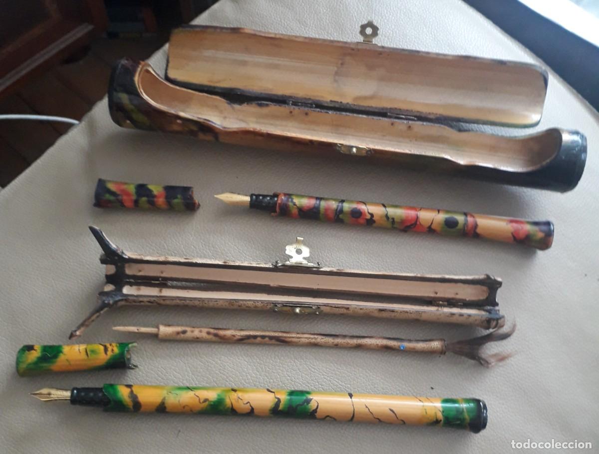 Antiguidades: Set de plumas de ca&ntilde;a vintage. Hechas a mano.