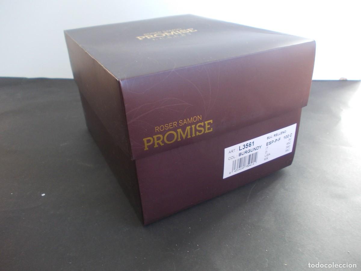 Antig&uuml;edades: Caja PROMISE Roser Samon burgundy vintage packaging lujo lencer&iacute;a vacia