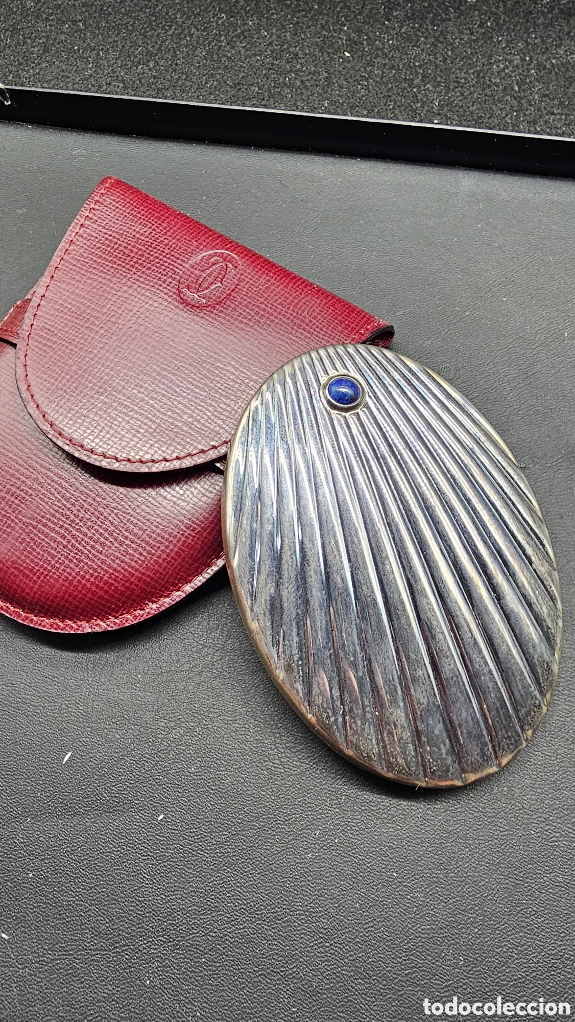 Antig&uuml;edades: Precioso espejo de Cartier de plata de ley contrastada