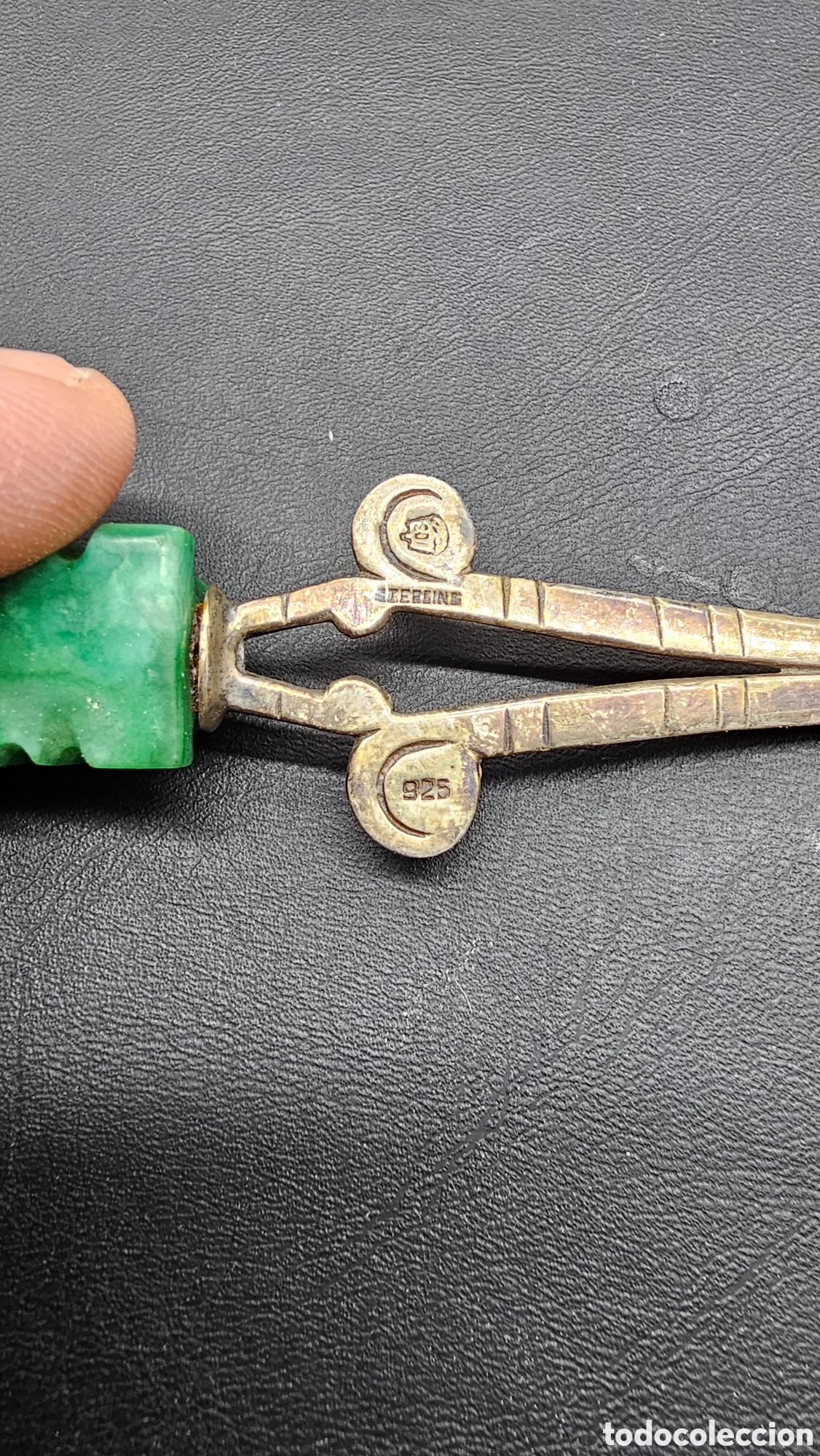 Antig&uuml;edades: Antiguo abrecartas de plata de ley contrastada y malaquita