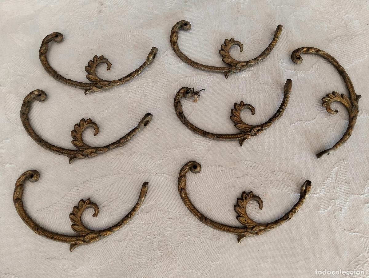 Antiquit&auml;ten: Piezas de recambio repuesto 7 ramas flores hojas modernistas para l&aacute;mpara antigua metal dorado