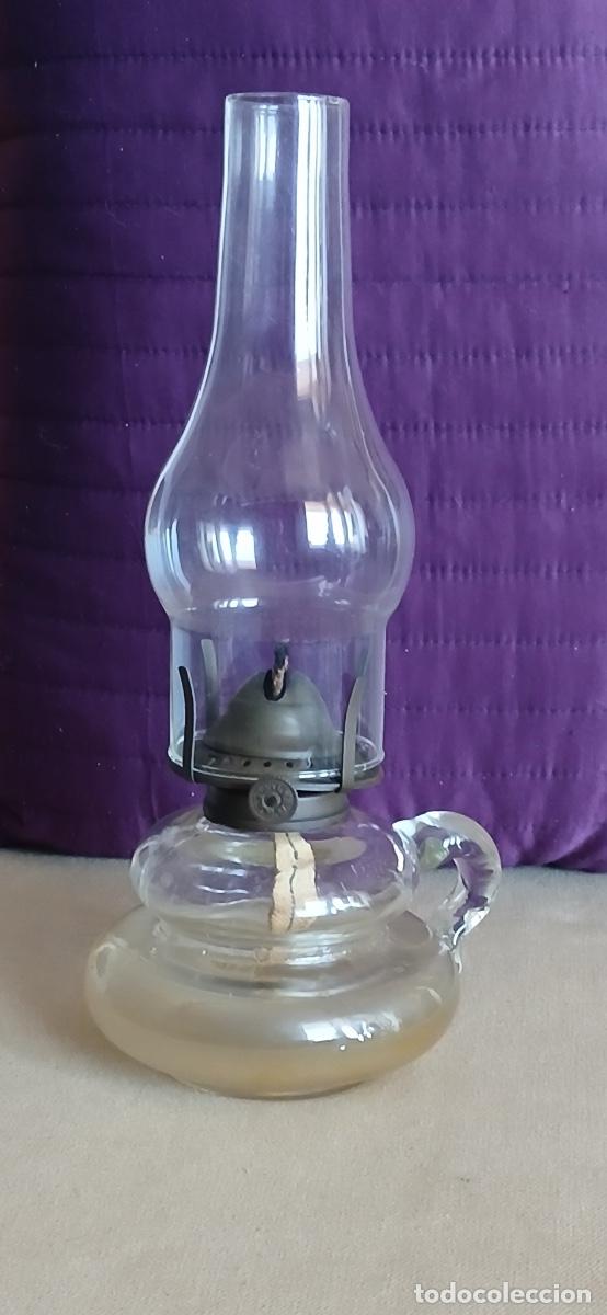 Antiques: Antigua l&aacute;mpara quinqu&eacute; Marmen, vidrio transparente. Ver fotos y descripci&oacute;n!