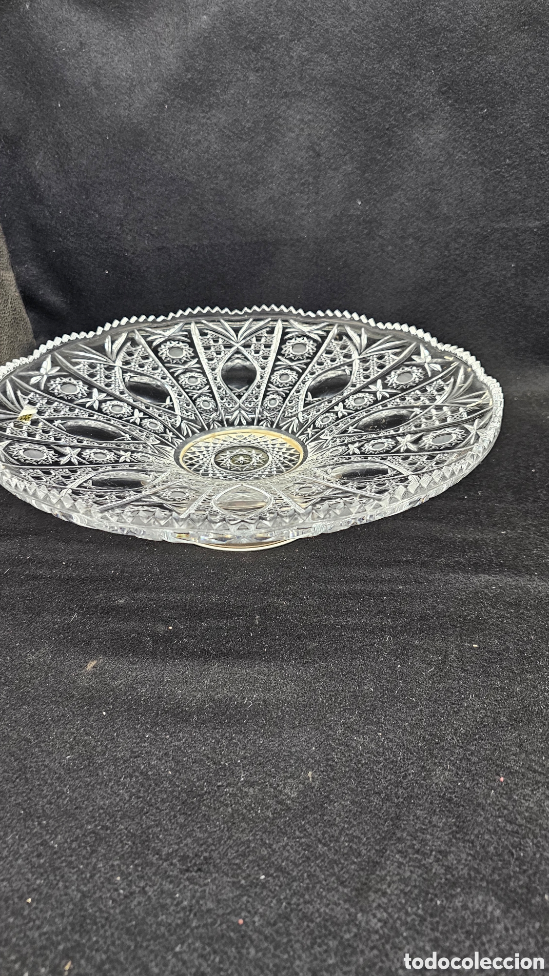 Antiques: Antiguo centro de mesa de Plata de ley contrastada y cristal