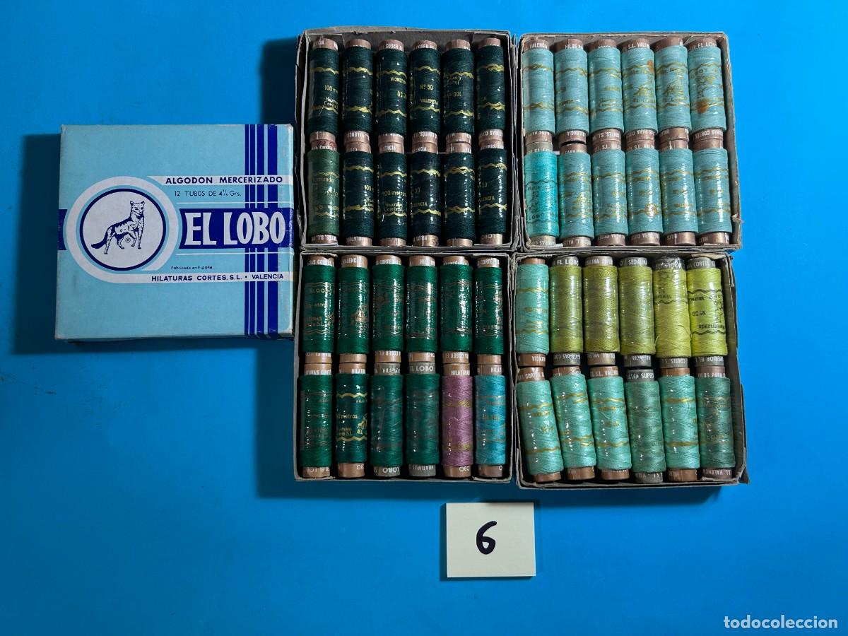 Antig&uuml;edades: LOTE 6 - 4 CAJAS DE HILO EL LOBO - HILATURAS CORTES SL