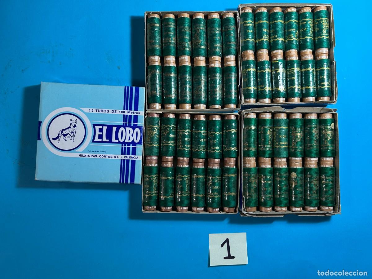 Antig&uuml;edades: LOTE 1 - 4 CAJAS DE HILO EL LOBO - HILATURAS CORTES SL