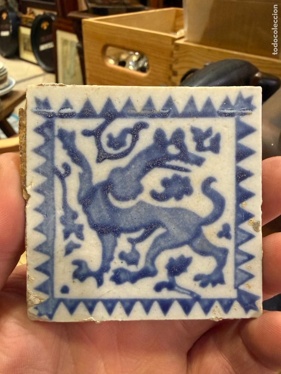 Antig&uuml;edades: ANTIGUO AZULEJO ALAMBRILLA - MEDIDA 7X7 CM