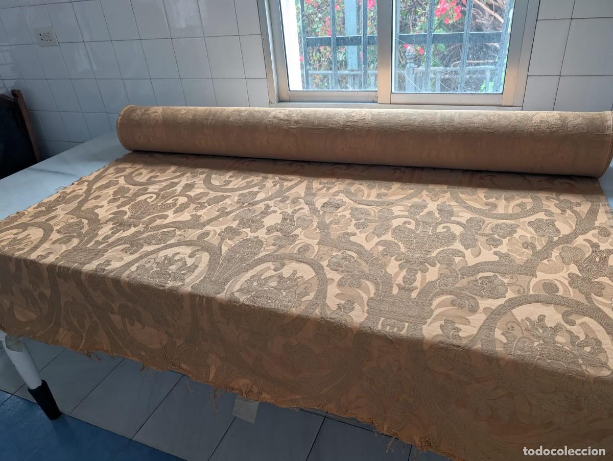 Antig&uuml;edades: Tela tejido damasco 13 metros