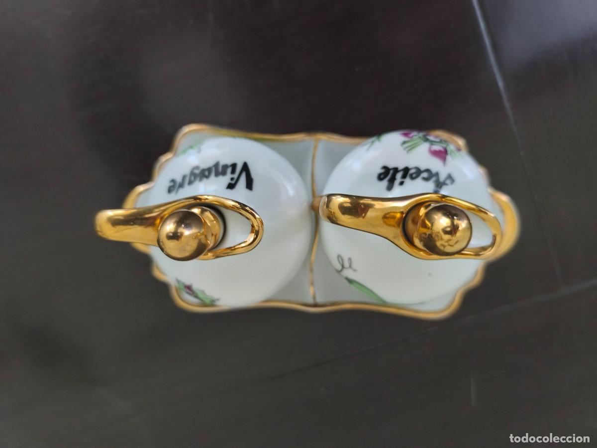 Antig&uuml;edades: Bonito conjunto de vinagrera y aceitera marca Laype. - Foto 13