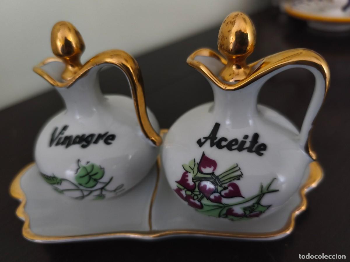 Antig&uuml;edades: Bonito conjunto de vinagrera y aceitera marca Laype. - Foto 19
