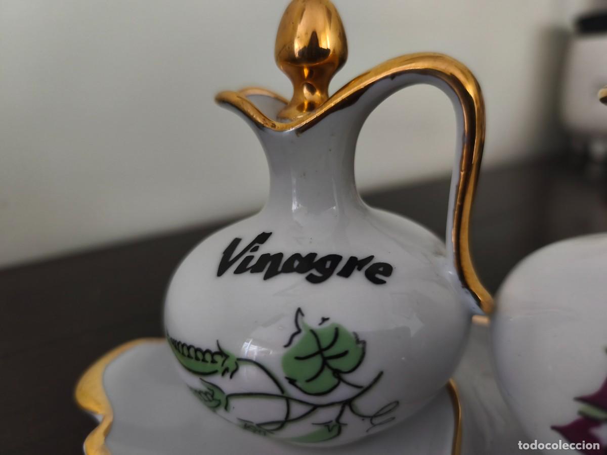 Antig&uuml;edades: Bonito conjunto de vinagrera y aceitera marca Laype. - Foto 20