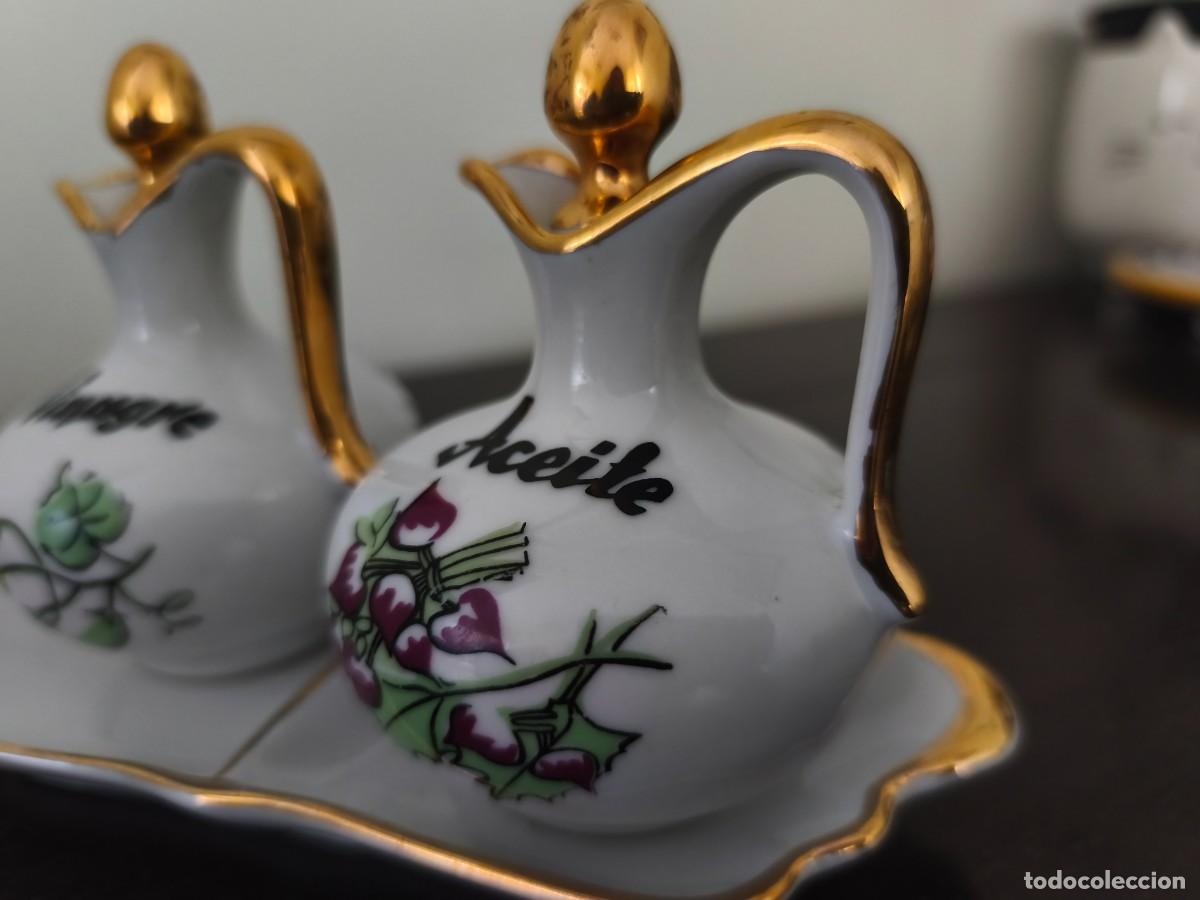 Antig&uuml;edades: Bonito conjunto de vinagrera y aceitera marca Laype. - Foto 21