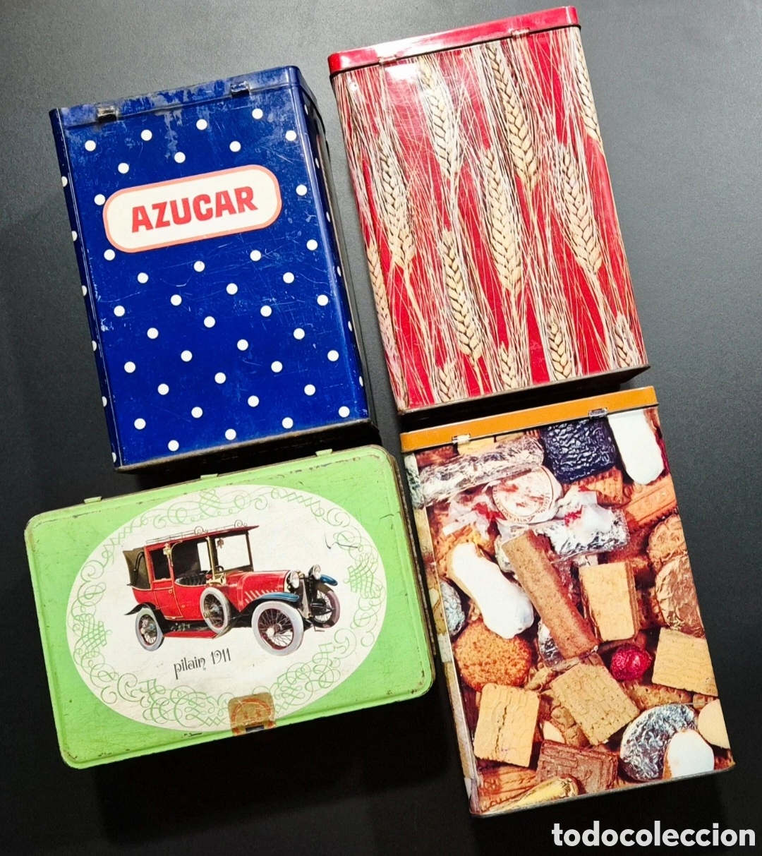 Antig&uuml;edades: Lote 4 cajas Cola-Cao antiguas metal coleccionista