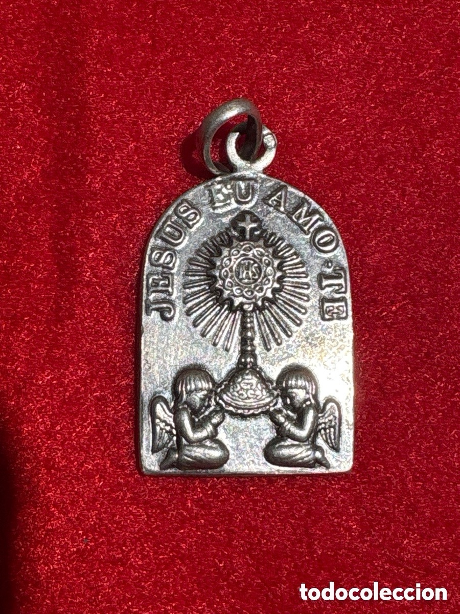 Antiguidades: Medalla grande religiosa plata Jes&uacute;s yo te Amo (A5)