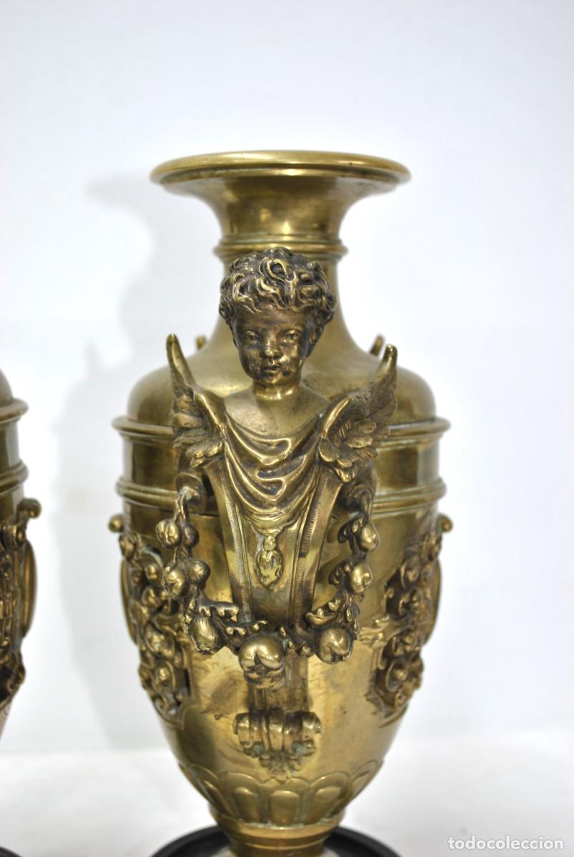 Antig&uuml;edades: PAREJA JARR&Oacute;NS DE BRONCE DORADO - Foto 3