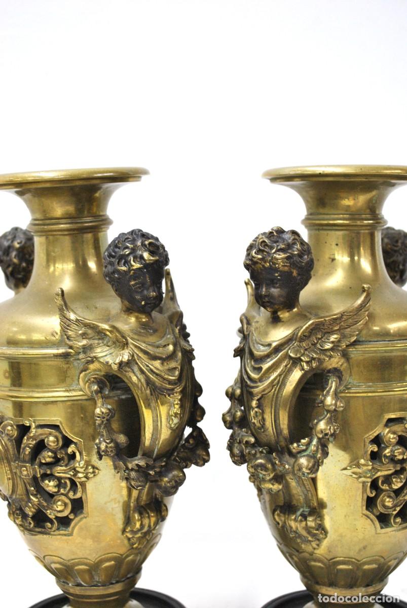Antig&uuml;edades: PAREJA JARR&Oacute;NS DE BRONCE DORADO - Foto 6