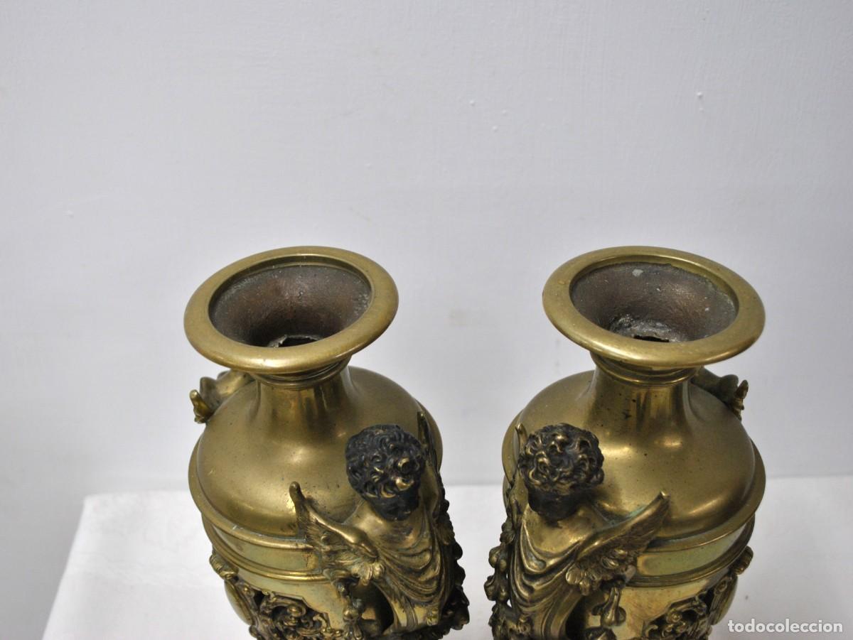 Antig&uuml;edades: PAREJA JARR&Oacute;NS DE BRONCE DORADO - Foto 7