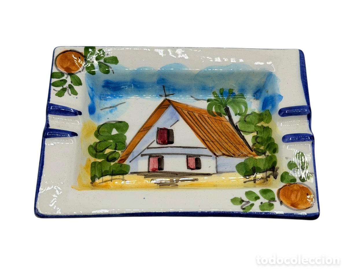 Antig&uuml;edades: Antiguo Cenicero Pintado de Paisaje